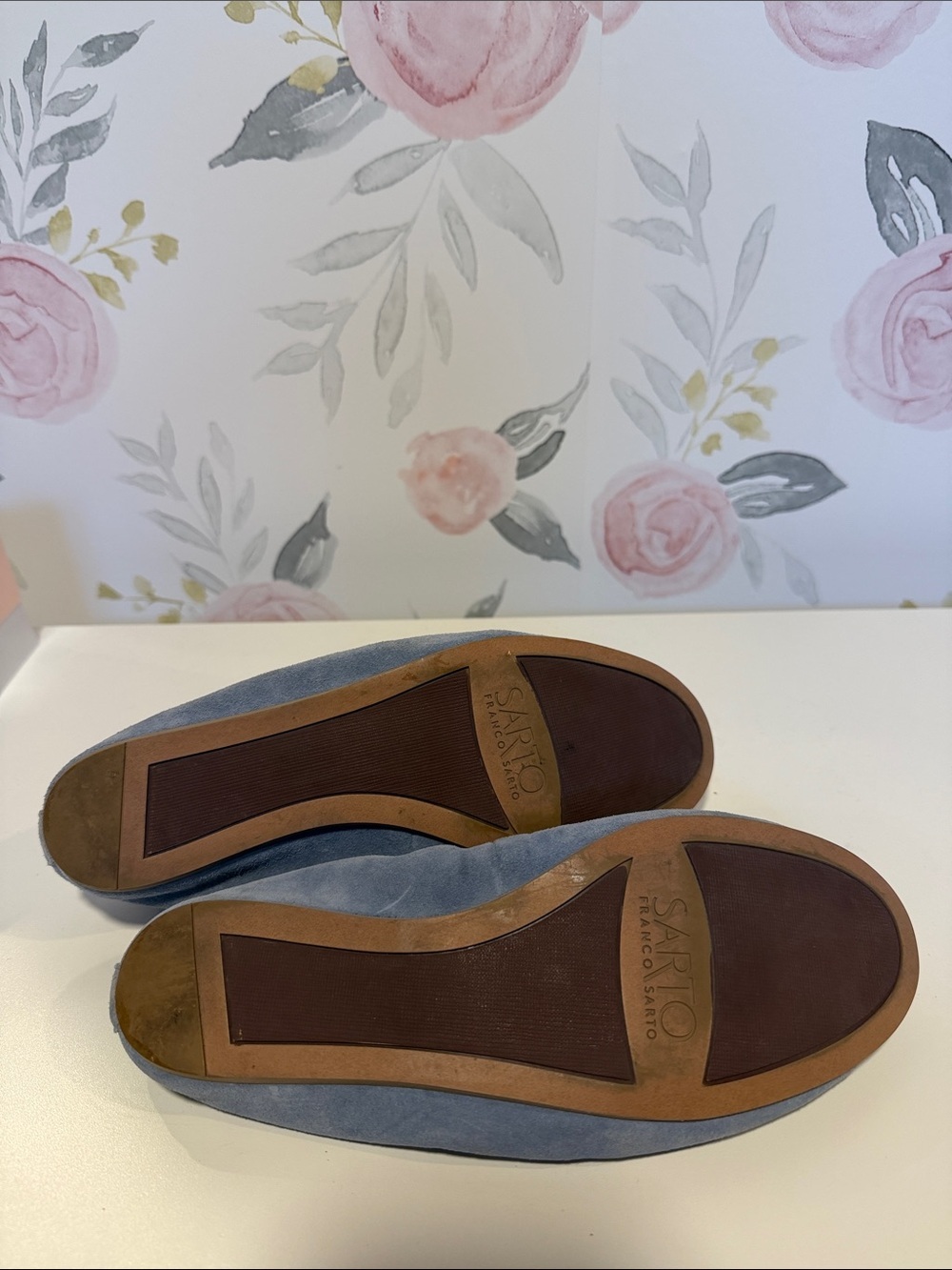 Franco Sarto Stacey Light Blue Suede Loafers - Picture 3 of 5